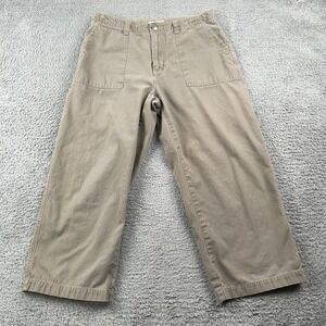Royal Robbins Pants Womens 10 Tan Canvas Hiking Travel Cotton Casual Cropped